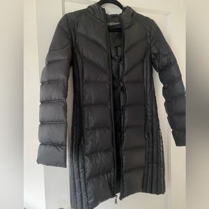 BCBG women’s long black puffer coat